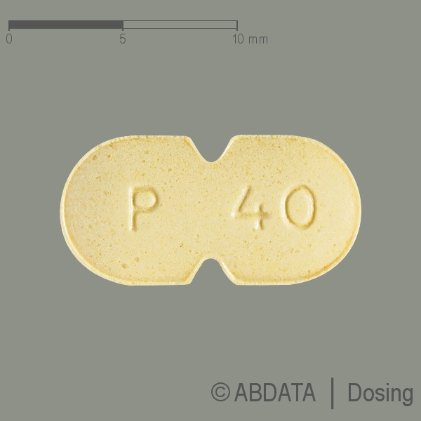 Produktabbildungen für PRAVASTATIN-1A Pharma 40 mg Tabletten in der Vorder-, Hinter- und Seitenansicht.