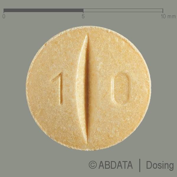 Produktabbildungen für BISOPROLOL-CT 10 mg Tabletten in der Vorder-, Hinter- und Seitenansicht.