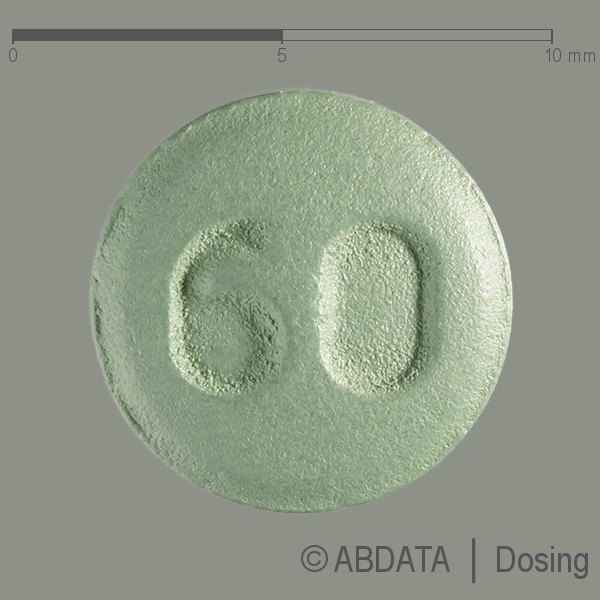 Produktabbildungen für ETORICOXIB Mylan 60 mg Filmtabletten in der Vorder-, Hinter- und Seitenansicht.