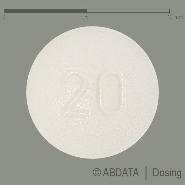 Produktabbildungen für L-POLAMIDON 20 mg Tabletten in der Vorder-, Hinter- und Seitenansicht.