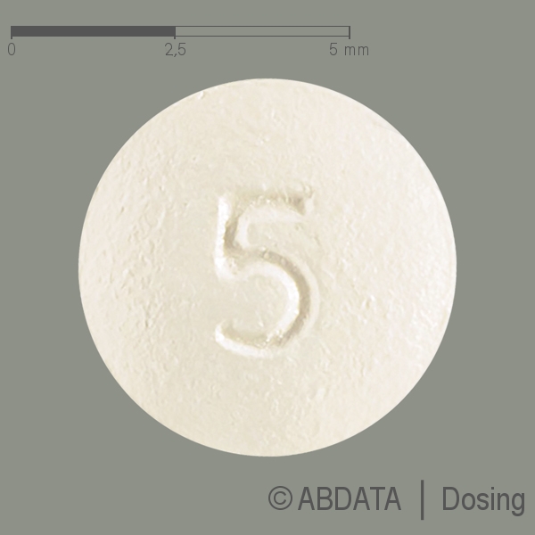 Produktabbildungen für ESCITALOPRAM AbZ 5 mg Filmtabletten in der Vorder-, Hinter- und Seitenansicht.