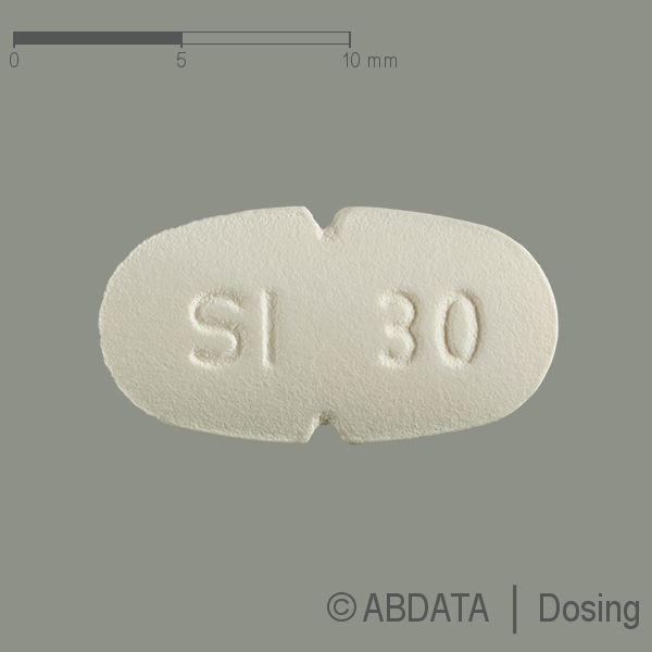 Produktabbildungen für SIMVABETA 30 mg Filmtabletten in der Vorder-, Hinter- und Seitenansicht.