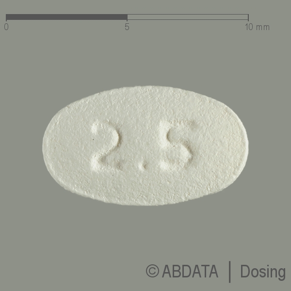 Produktabbildungen für OLANZAPIN axcount 2,5 mg Filmtabletten in der Vorder-, Hinter- und Seitenansicht.