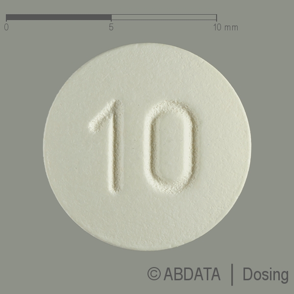 Produktabbildungen für OLANZAPIN Hennig 10 mg Filmtabletten in der Vorder-, Hinter- und Seitenansicht.