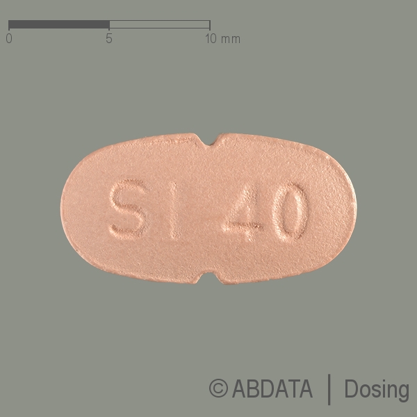 Produktabbildungen für SIMVABETA 40 mg Filmtabletten in der Vorder-, Hinter- und Seitenansicht.