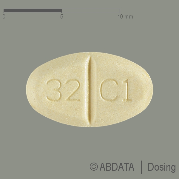 Produktabbildungen für BLOPRESS 32 mg Plus 12,5 mg Tabletten in der Vorder-, Hinter- und Seitenansicht.