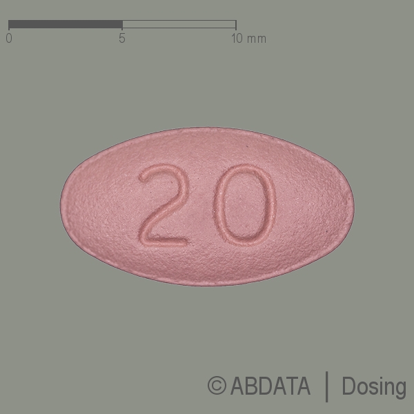 Produktabbildungen für MEMOLAN 20 mg Filmtabletten in der Vorder-, Hinter- und Seitenansicht.
