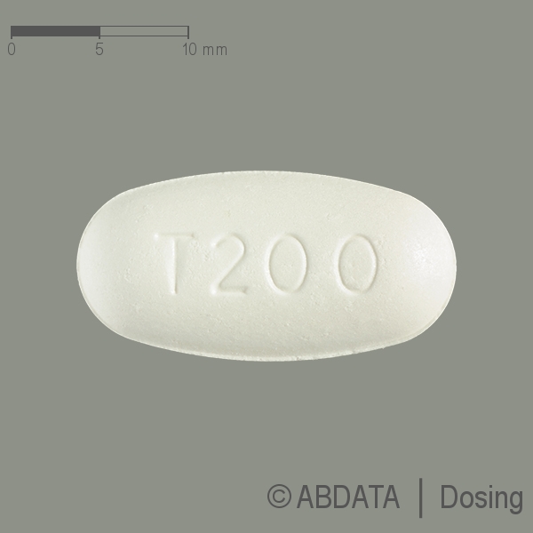 Produktabbildungen für INTELENCE 200 mg Tabletten in der Vorder-, Hinter- und Seitenansicht.