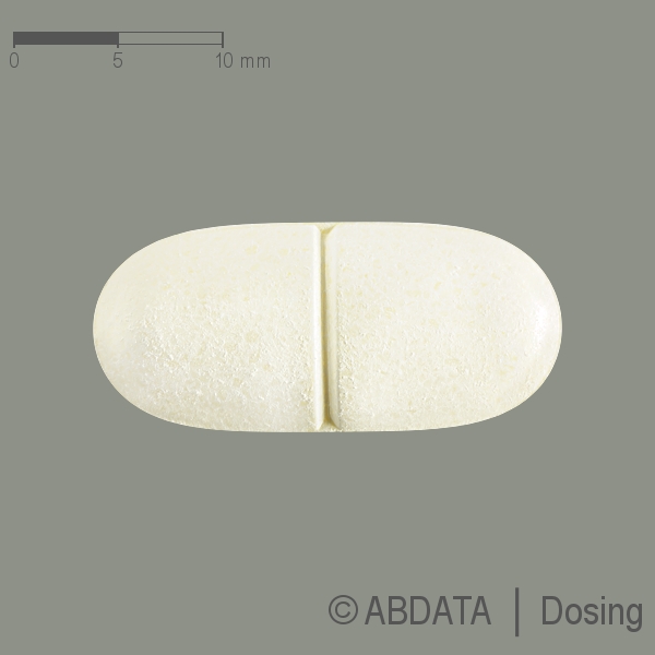 Produktabbildungen für AMOXICILLIN Heumann 1000 mg Tabletten in der Vorder-, Hinter- und Seitenansicht.