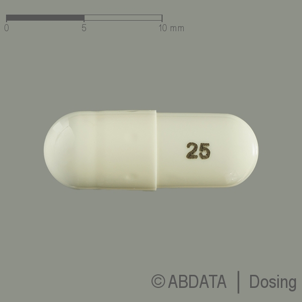 Produktabbildungen für PREGABALIN Hennig 25 mg Hartkapseln in der Vorder-, Hinter- und Seitenansicht.