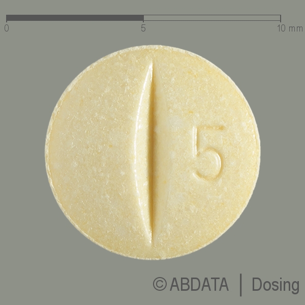 Produktabbildungen für BISOPROLOL-CT 5 mg Tabletten in der Vorder-, Hinter- und Seitenansicht.