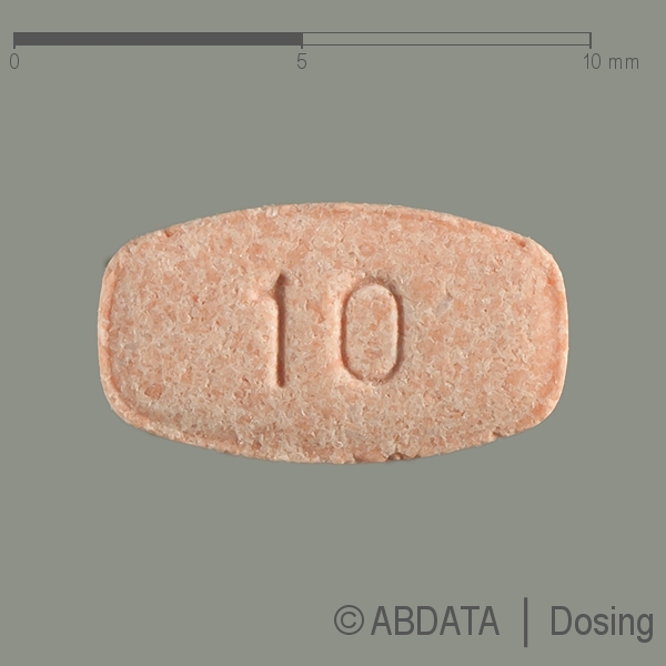 Produktabbildungen für ARIPIPRAZOL AbZ 10 mg Tabletten in der Vorder-, Hinter- und Seitenansicht.