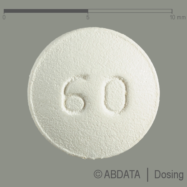 Produktabbildungen für ETORICOXIB-ratiopharm 60 mg Filmtabletten in der Vorder-, Hinter- und Seitenansicht.