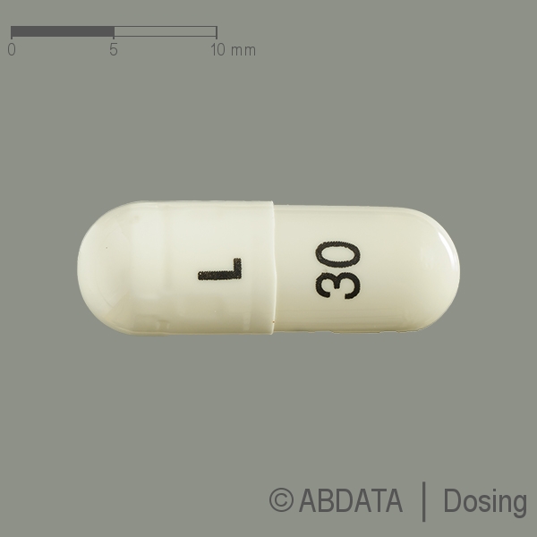 Produktabbildungen für LANSOPRAZOL-ratiopharm 30 mg magensaftres.Hartkap. in der Vorder-, Hinter- und Seitenansicht.