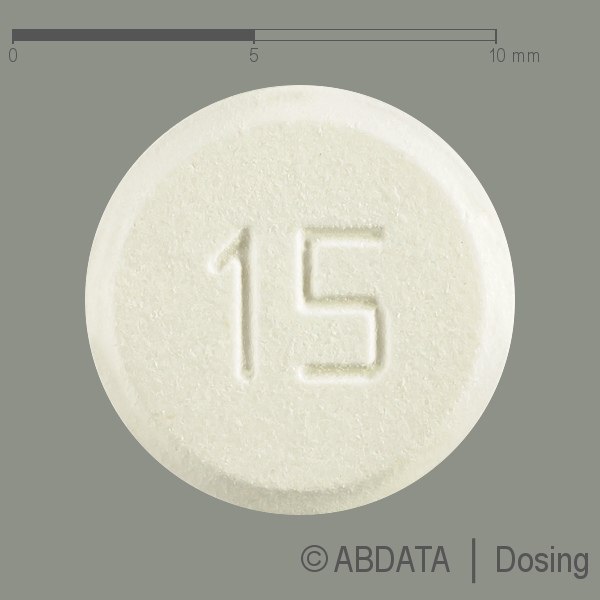 Produktabbildungen für ARIPIPRAZOL Zentiva 15 mg Tabletten in der Vorder-, Hinter- und Seitenansicht.