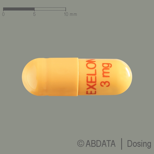 Produktabbildungen für EXELON 3,0 mg Hartkapseln in der Vorder-, Hinter- und Seitenansicht.