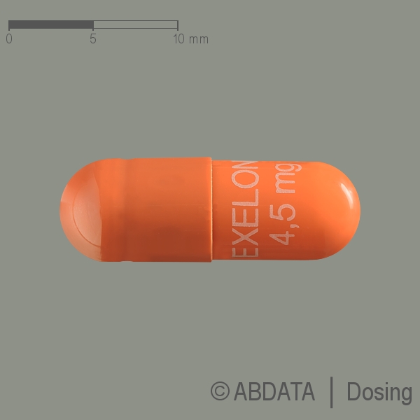 Produktabbildungen für EXELON 4,5 mg Hartkapseln in der Vorder-, Hinter- und Seitenansicht.