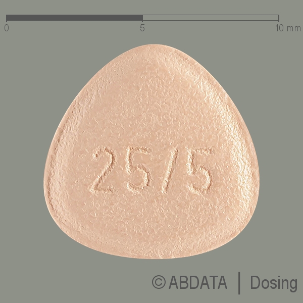 Produktabbildungen für GLYXAMBI 25 mg/5 mg Filmtabletten in der Vorder-, Hinter- und Seitenansicht.