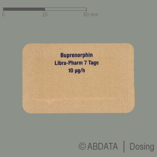 Produktabbildungen für BUPRENORPHIN Libra-Pharm 7 Tage 10 μg/h 10mg/Pfl. in der Vorder-, Hinter- und Seitenansicht.