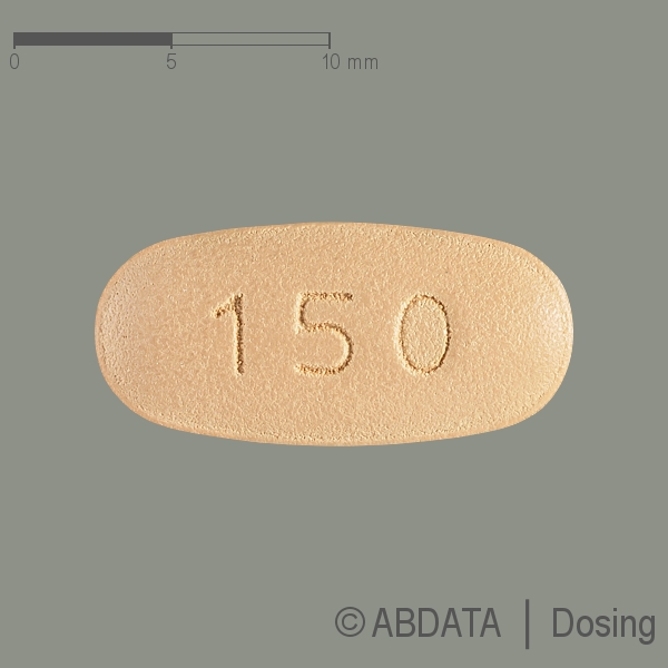 Produktabbildungen für LACOSABIL 150 mg Filmtabletten in der Vorder-, Hinter- und Seitenansicht.
