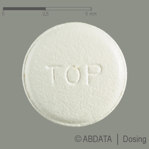 Produktabbildungen für TOPAMAX 25 mg Filmtabletten in der Vorder-, Hinter- und Seitenansicht.