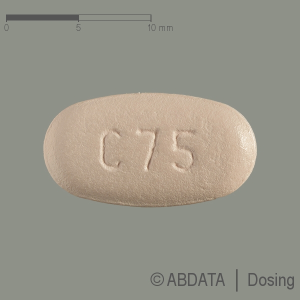 Produktabbildungen für DUOPLAVIN 75 mg/100 mg Filmtabletten in der Vorder-, Hinter- und Seitenansicht.