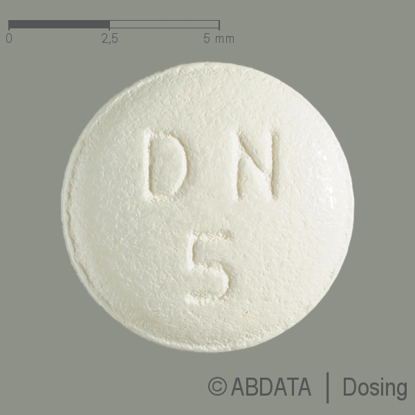 Produktabbildungen für DONEPEZIL-HCL-ratiopharm 5 mg Filmtabletten in der Vorder-, Hinter- und Seitenansicht.
