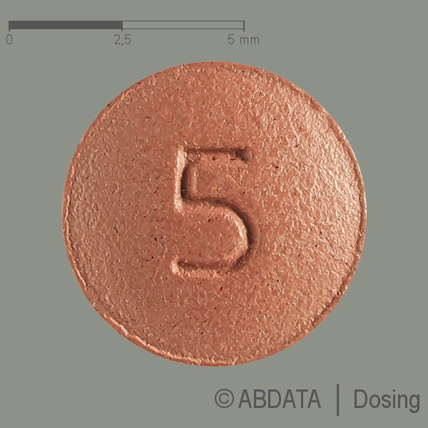 Produktabbildungen für AMBRISENTAN beta 5 mg Filmtabletten in der Vorder-, Hinter- und Seitenansicht.