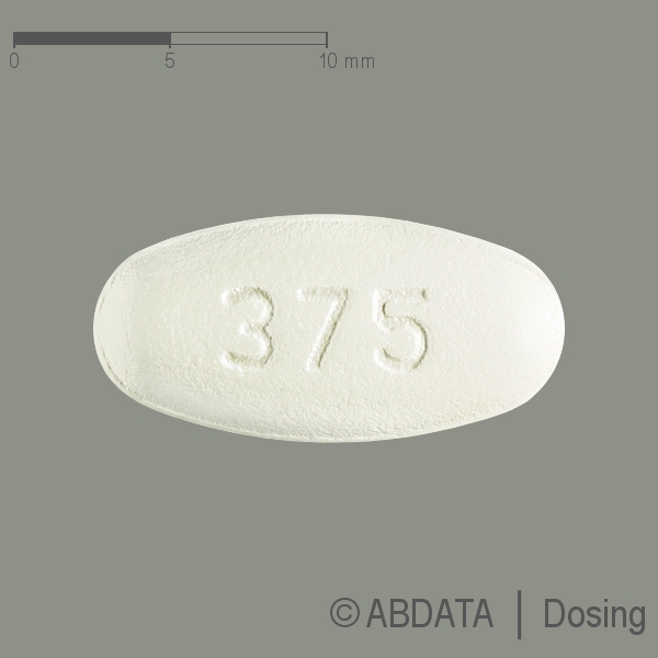 Produktabbildungen für RANOLAZIN STADA 375 mg Retardtabletten in der Vorder-, Hinter- und Seitenansicht.