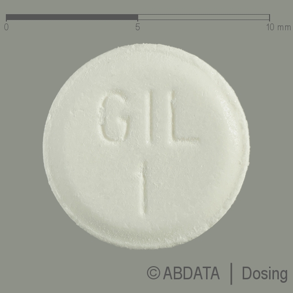 Produktabbildungen für AZILECT 1 mg Tabletten in der Vorder-, Hinter- und Seitenansicht.