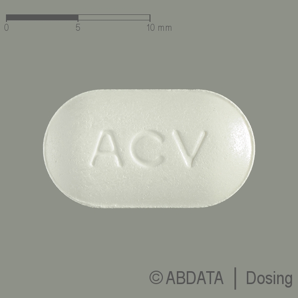 Produktabbildungen für ACICLO BASICS 400 mg Tabletten in der Vorder-, Hinter- und Seitenansicht.