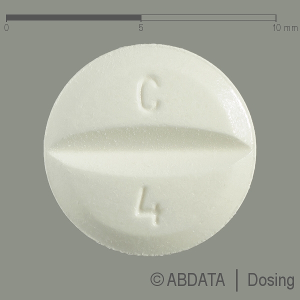 Produktabbildungen für CANDESARTAN-ratiopharm 4 mg Tabletten in der Vorder-, Hinter- und Seitenansicht.
