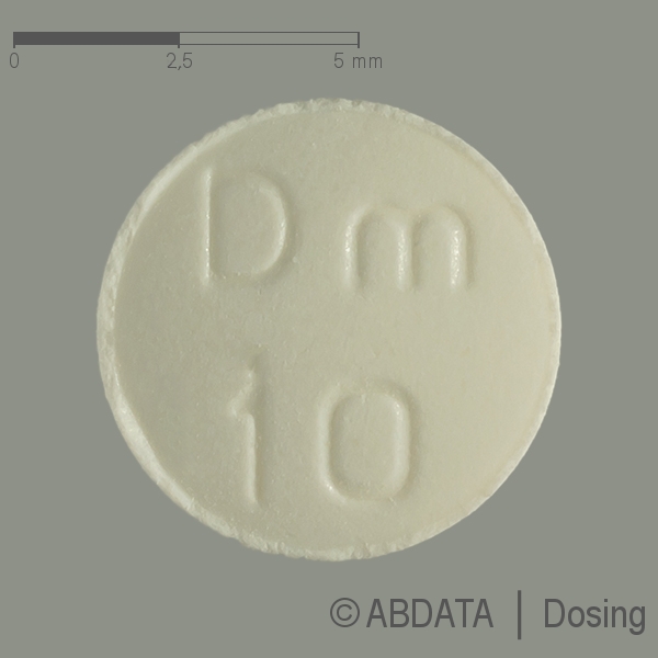 Produktabbildungen für DOMPERIDON AL 10 mg Tabletten in der Vorder-, Hinter- und Seitenansicht.