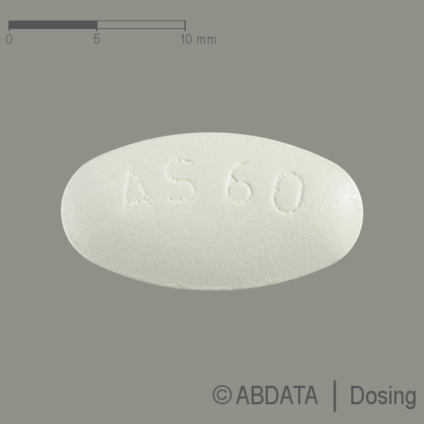 Produktabbildungen für ATORVASTATIN BASICS 60 mg Filmtabletten in der Vorder-, Hinter- und Seitenansicht.