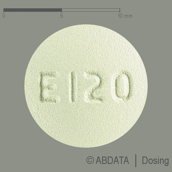 Produktabbildungen für ETORICOXIB BASICS 120 mg Filmtabletten in der Vorder-, Hinter- und Seitenansicht.