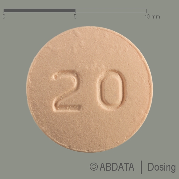 Produktabbildungen für QUINAPRIL/HCT Aurobindo 20/25 mg Filmtabletten in der Vorder-, Hinter- und Seitenansicht.