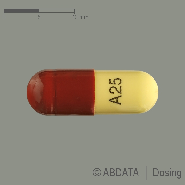 Produktabbildungen für ACICUTAN 25 mg Hartkapseln in der Vorder-, Hinter- und Seitenansicht.