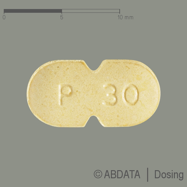 Produktabbildungen für PRAVASTATIN-1A Pharma 30 mg Tabletten in der Vorder-, Hinter- und Seitenansicht.