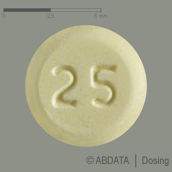 Produktabbildungen für CLOZAPIN PUREN 25 mg Tabletten in der Vorder-, Hinter- und Seitenansicht.