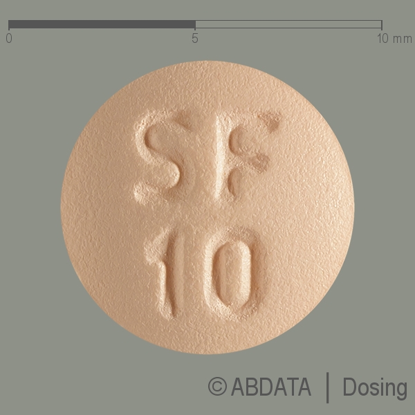 Produktabbildungen für SOLIFENACINSUCCINAT Mylan 10 mg Filmtabletten in der Vorder-, Hinter- und Seitenansicht.