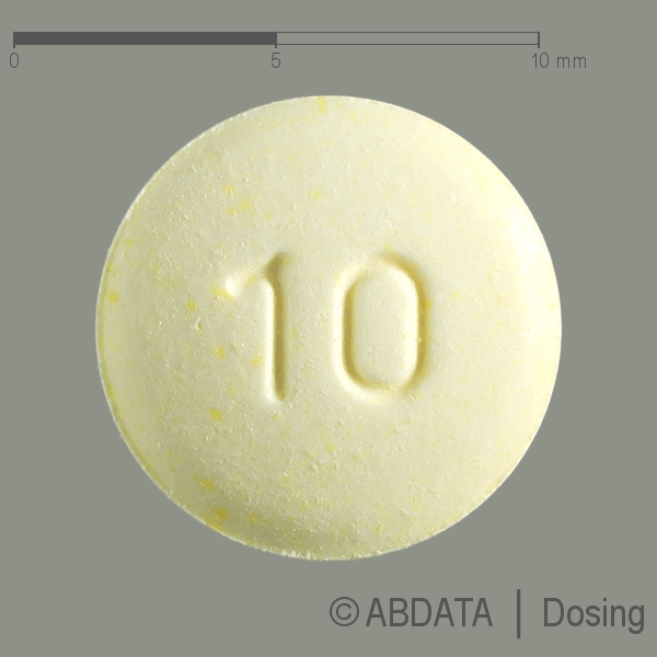Produktabbildungen für ZALASTA 10 mg Tabletten in der Vorder-, Hinter- und Seitenansicht.