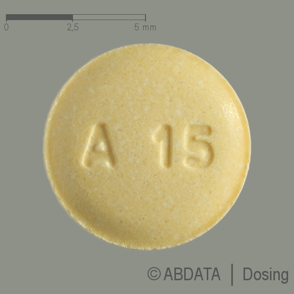 Produktabbildungen für ARIPIPAN 15 mg Tabletten in der Vorder-, Hinter- und Seitenansicht.