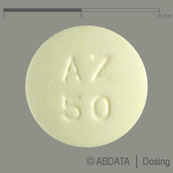 Produktabbildungen für AZATHIOPRIN STADA 50 mg Filmtabletten in der Vorder-, Hinter- und Seitenansicht.
