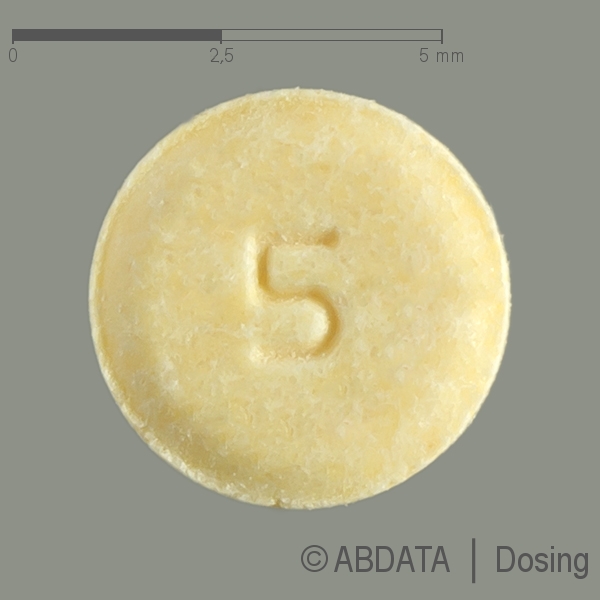 Produktabbildungen für ARIPIPRAZOL AbZ 5 mg Tabletten in der Vorder-, Hinter- und Seitenansicht.