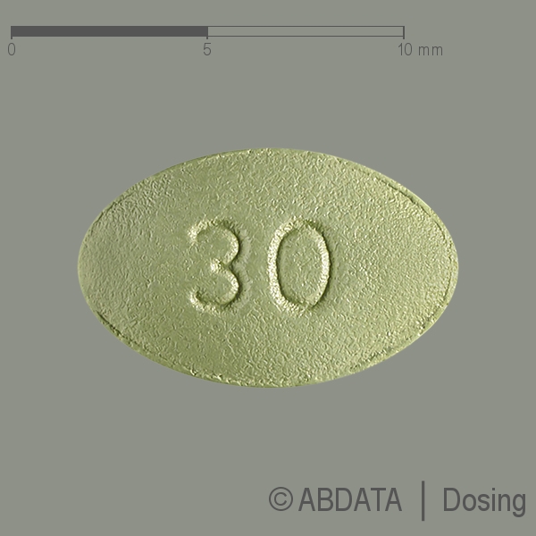 Produktabbildungen für CINACALCET Zentiva 30 mg Filmtabletten in der Vorder-, Hinter- und Seitenansicht.