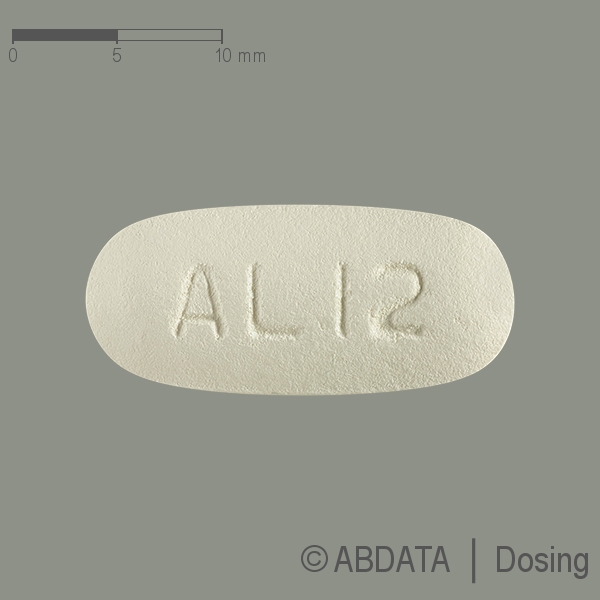 Produktabbildungen für ABACAVIR/Lamivudin Mylan Pharma 600 mg/300 mg FTA in der Vorder-, Hinter- und Seitenansicht.