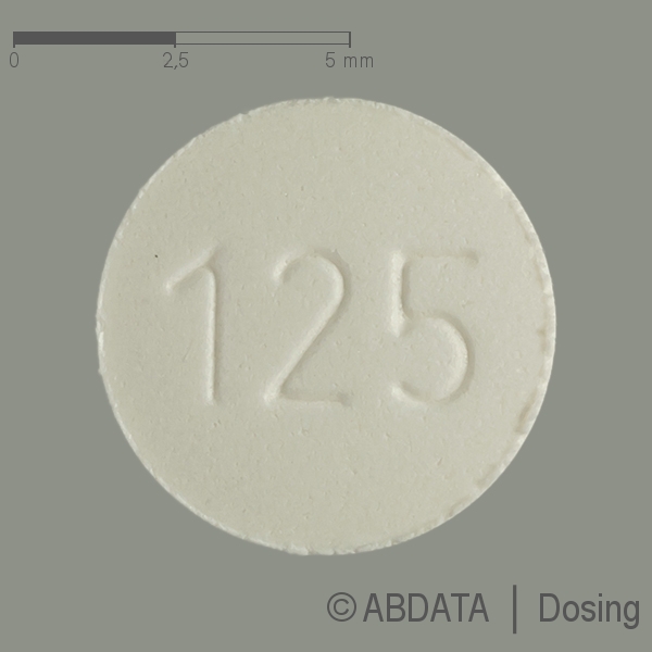 Produktabbildungen für L-THYROXIN beta 125 μg Tabletten in der Vorder-, Hinter- und Seitenansicht.