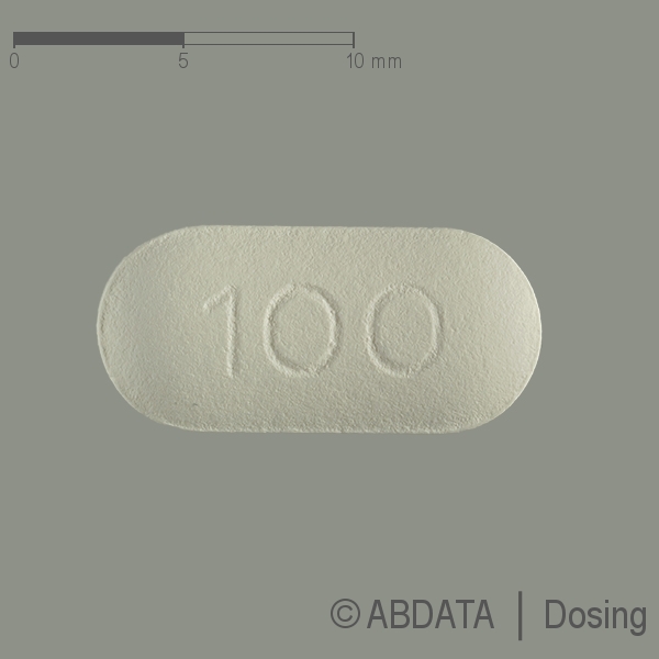 Produktabbildungen für SERTRALIN beta 100 mg Filmtabletten in der Vorder-, Hinter- und Seitenansicht.