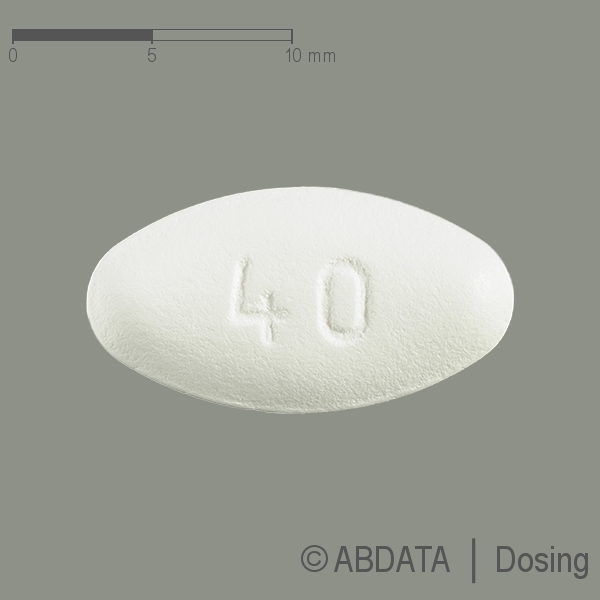 Produktabbildungen für ATORVASTATIN-ratiopharm 40 mg Filmtabletten in der Vorder-, Hinter- und Seitenansicht.