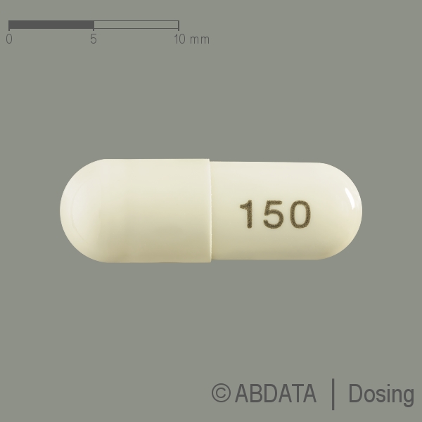Produktabbildungen für PREGABALIN Zentiva 150 mg Hartkapseln in der Vorder-, Hinter- und Seitenansicht.